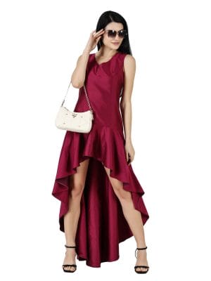Fit and Flare Low High Dress for Girls Glamorous Style,